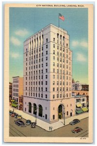 c1940 Exterior View City National Building Lansing Michigan MI Vintage Postcard