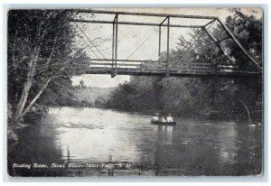 c1910's Boating Scene Bridge Sioux River Sioux Falls South Dakota SD Postcard