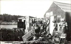 Maine Fisherman Lobsterman & Gear Traps Buoys 1950s-60s Real Photo Postcard