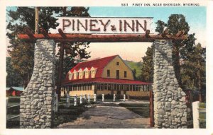 Sheridan Wyoming Piney Inn Entrance Vintage Postcard AA29008