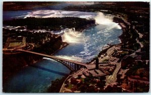 M-21857 An aerial panoramic view of Niagara falls with Rainbow Bridge Niagara...