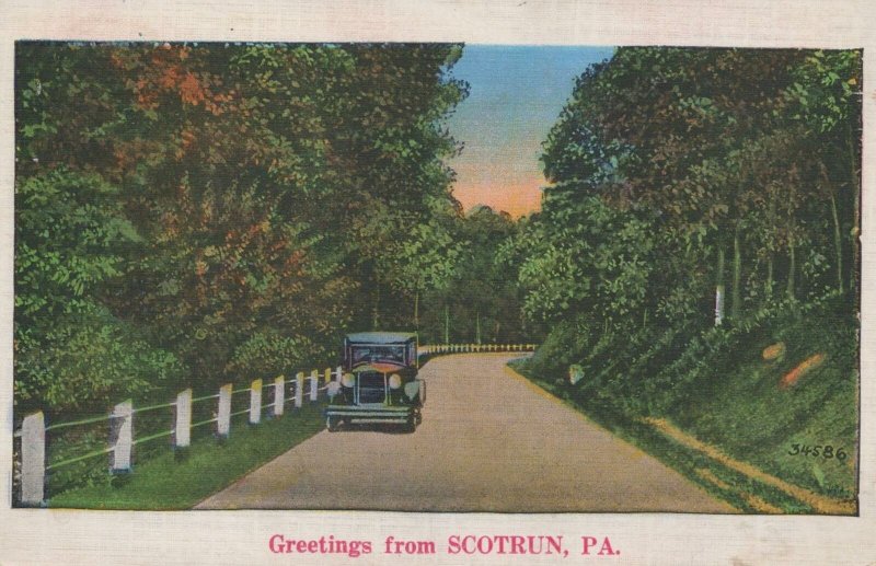 Postcard Greetings From Scotrun PA 1936