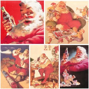 Lot of 5 coke advertising postcards all Santa Claus