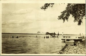 RPPC Blue Dog Lake Boy Diving, Swimmers South Dakota Real Photo Postcard