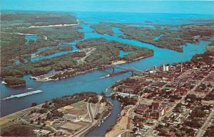 Vintage 1960s Postcard; La Crosse WI Air View Waterfront & Islands unposted