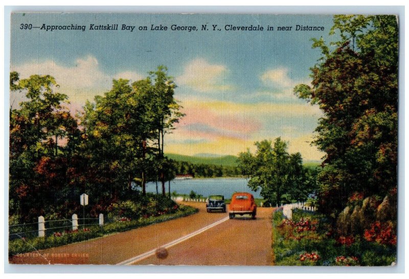 1948 Approaching Kattskill Bay on Lake George New York NY Vintage Postcard