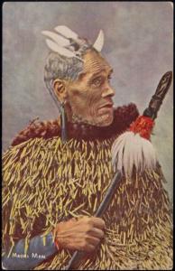 new zealand, Native MAORI Warrior (1910s) Facial Tattoo