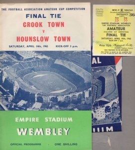 Crook Hounslow Town 3x 1962 Football FA Cup 3x Ticket Prog & Song Sheet
