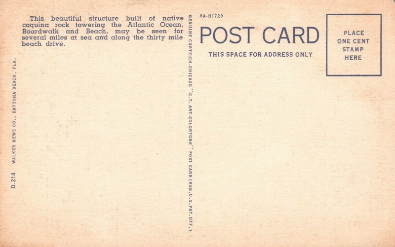 Daytona Beach FL-Florida, The Clock Tower at Night, Vintage Postcard