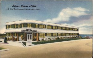 Daytona Beach Florida FL Silver Beach Hotel c1930s-40s Linen Postcard