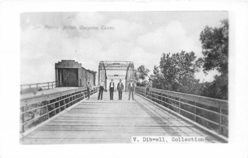G37/ Gonzales Texas RPPC Postcard c1950s REPRINT San Marcos Bridge Dibrell
