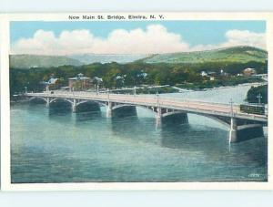 Unused W-Border BRIDGE SCENE Elmira New York NY H8253