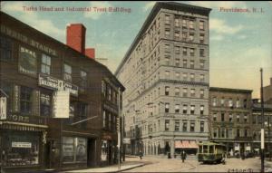 Providence RI Turks Head & Industrial Trust Bldg Visible Signs Postcard c1910