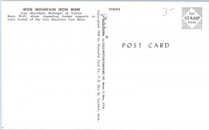 Iron Mountain Iron Mine at Vulcan Main Drift  Michigan Postcard