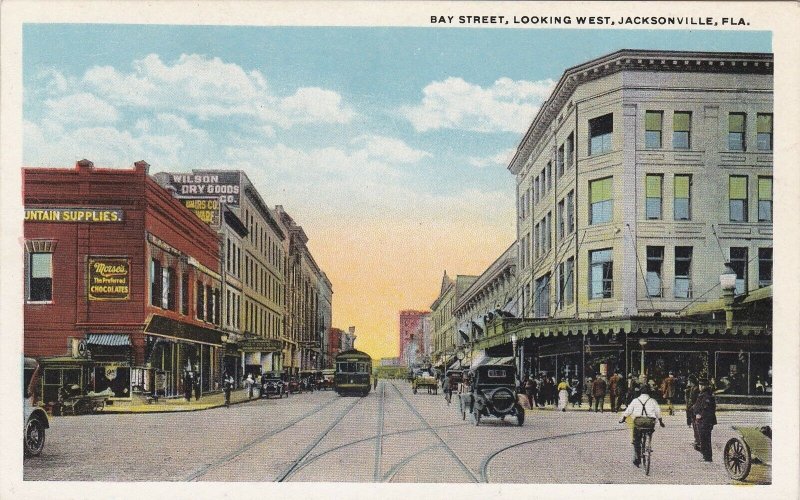 Florida Jacksonville Trolley On Bay Street Looking West sk6056