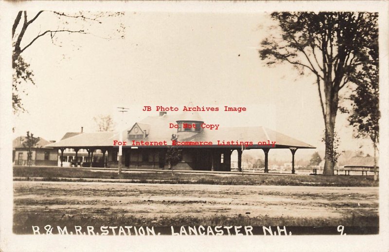 Depot, New Hampshire, Lancaster, RPPC, Boston & Maine Railroad Station