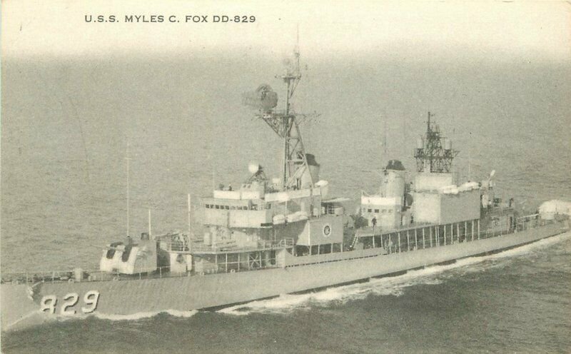 Battleship 1960s USS Myles C. Fox DD-829 Navy Military Postcard 20-8138