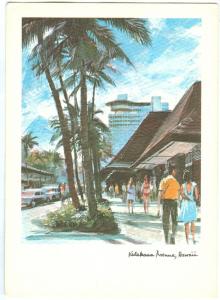 Kalakaua Avenue, Waikiki, Hawaii, 1967 unused Postcard