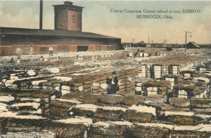 c1910 Muskogee Oklahoma Cotton Compress occupation workers Postcard 25-1966