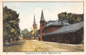 Hagerstown Maryland Cumberland Railroad Station Exterior Vintage Postcard U1259