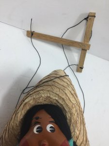 HANDMADE PUPPET HISPANIC Playa. Del Carmen CULTURE STRINGED WITH SOMBRERO