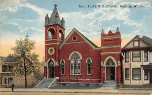 H80/ Grafton West Virginia Postcard c1910 St Paul's M.E. Church Building 8