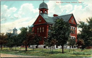 New School House Caldwell Kansas Postcard