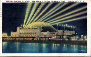 Postcard NJ Atlantic City - Auditorium by Night