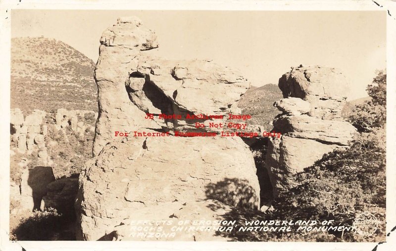 AZ, Chiricahua National Monument, Arizona, RPPC, Erosion, Frashers Photo