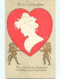 Divided-Back CUPID VALENTINE SCENE Cute Postcard W7666