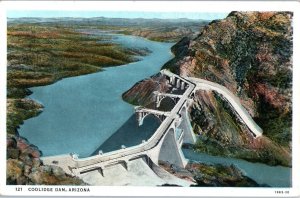 Aerial View Coolidge Dam on US 180 Arizona Postcard