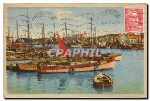 Old Postcard Les Sables d'Olonne The Port seen Thatch Fishing Boat