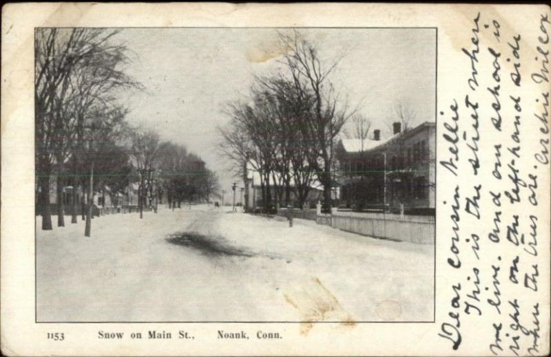 Noank CT Snow on Main St. c1910 Postcard