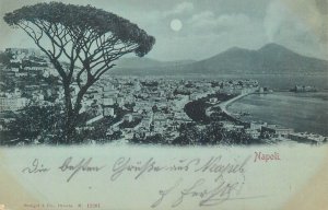 Italy Naples panorama moonlight 1900