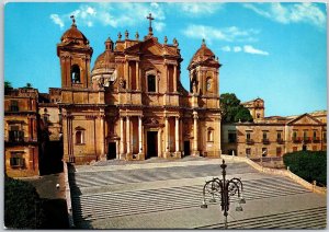 Noto Roman Catholic Cathedral Sicily Italy Staircase Building Entrance Postcard