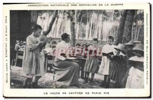 Postcard Old Children Orphanage War orphans The outdoor reading lesson