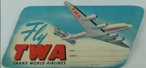 1940's-50's Trans World Airlines Luggage Label Original E18