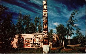 Alaskaland City Park Totem Pole and Museum Fairbanks AK Vintage Postcard R55