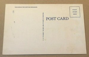 VINTAGE UNUSED LINEN POSTCARD U.S. POST OFFICE AT NIGHT, GREENWOOD, S.C.