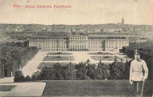 1910 Vienna Schönbrunn Palace Park View Postcard Austrian Military Uniform