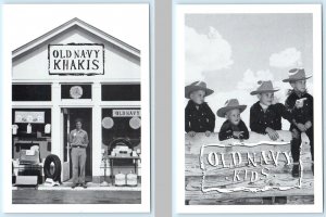 2 Postcards OLD NAVY KHAKI & KIDS in COWBOY HATS Retro Repro Advertising 4x6