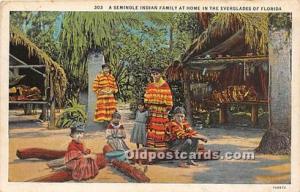 WHITE BORDER ERA (1915-1930) Seminole Indians, Florida USA Postcard Everglades