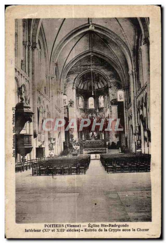 Old Postcard Poitiers (Vienna) Eglise Ste Radegonde Interior (XI and XIII Cen...