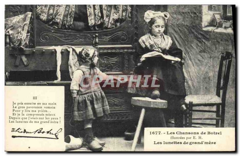 Old Postcard Folklore songs illustrees Th Botrel The glasses grandmother