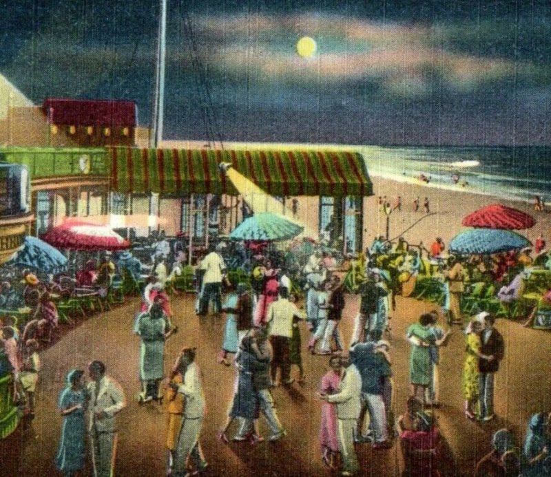 c1950's Dancing At Cavalier Beach Club At Night Virginia Beach VA Postcard 