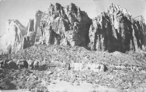 Zion Canyon Park Utah Court of the Patriarchs Real Photo Postcard AA50740