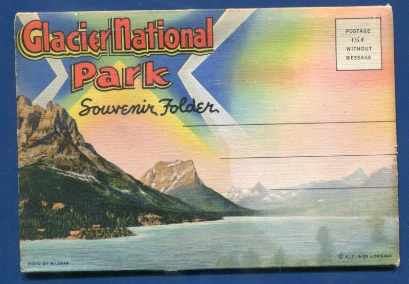 Glacier National Park Montana American Alps 1940s souvenir postcard folder