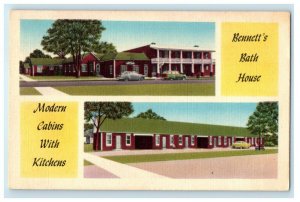 1955 Bennett's Bath House Modern Modern Cabins Kitchens Claremore  OK Postcard 