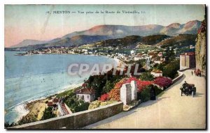 Old Postcard Menton shooting Road Ventimiglia
