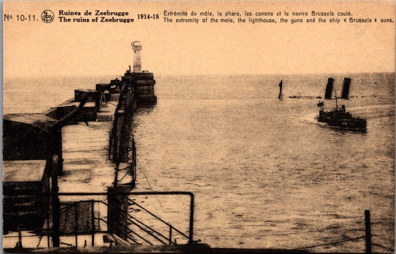 World War 1 The Ruins of Zeebrugge The Extremity the mole, The Lighthouse C046